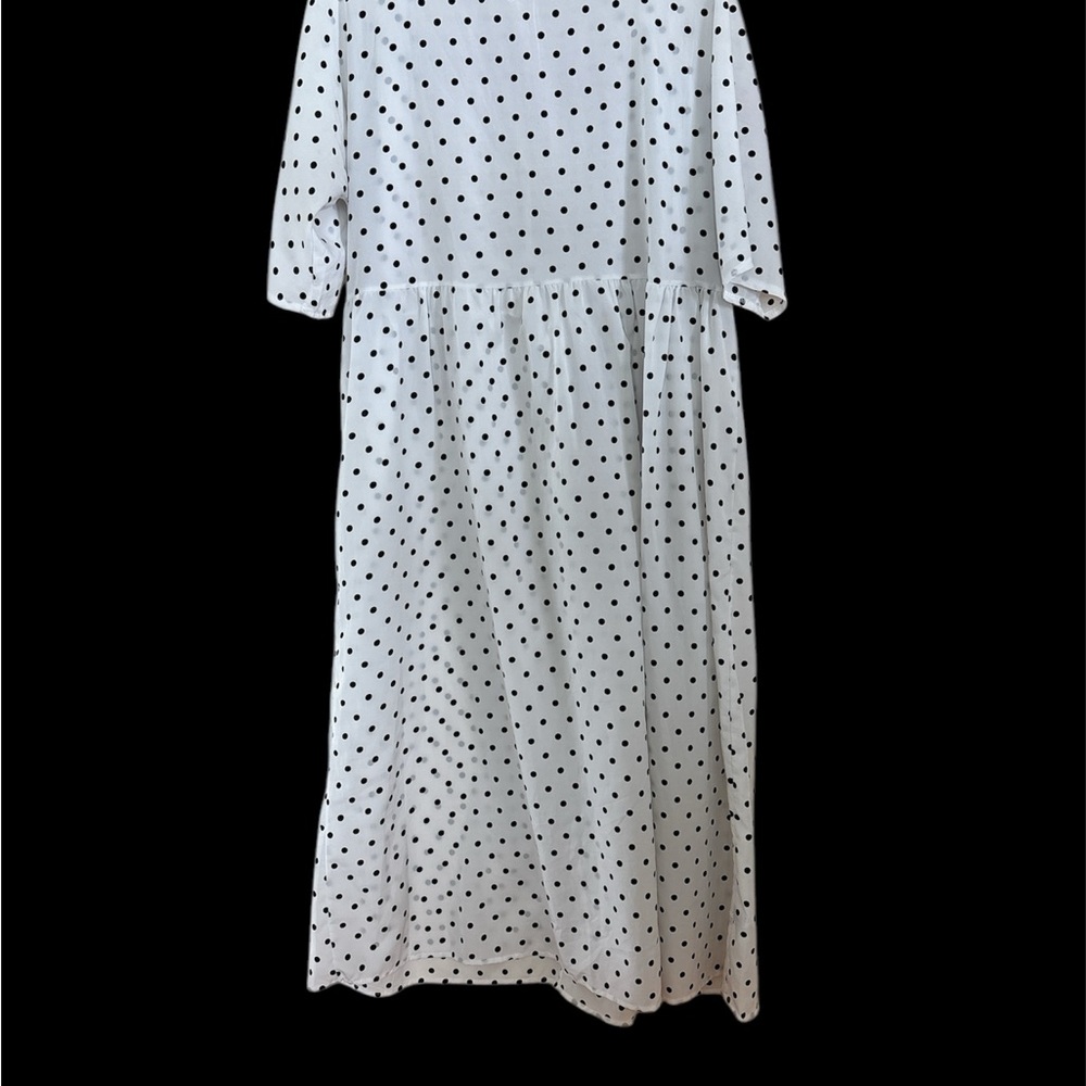 🐶❄️Oversized White and Black Polka Dot Maxi Sundress with Dolman Sleeves